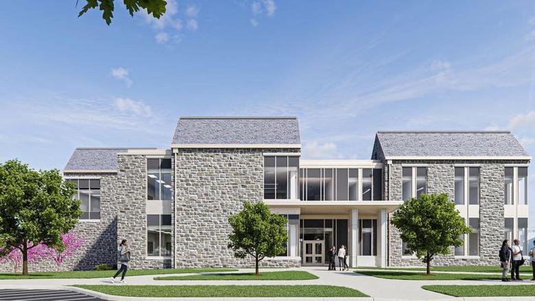 Street view rendering of new academic building at Penn State Abington